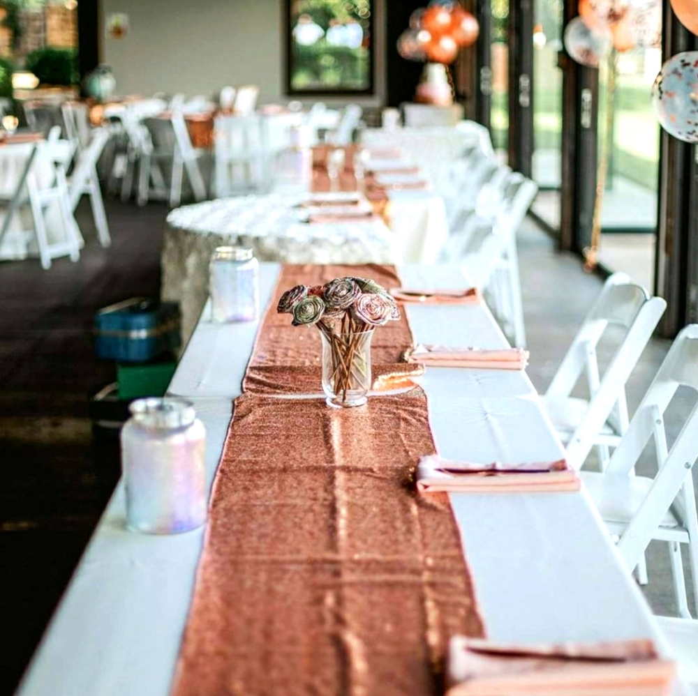 15 Rose Gold Sequin Tablecloths